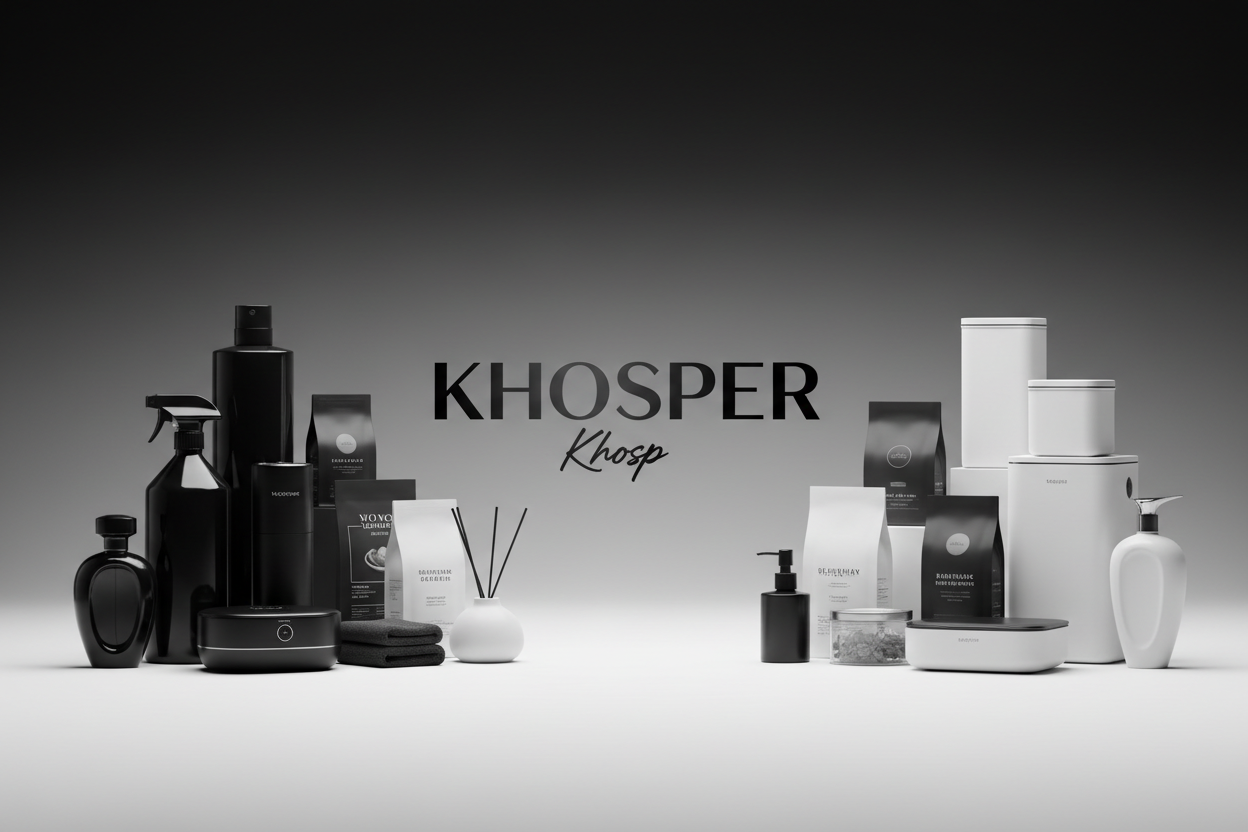 dans slogn enleve design laisser seul Khosp genere les produit noir et blan avec logo khosper et slago khosp